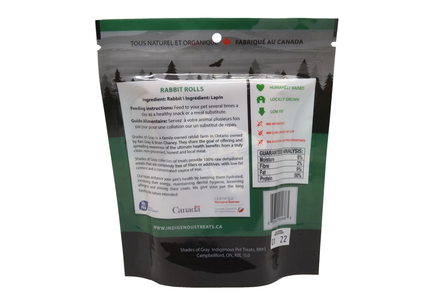 Dog Treats made with organic all natural 100% Rabbit, for your cats and dogs. Free of Glycerine, Gluten, Grain & Preservatives.