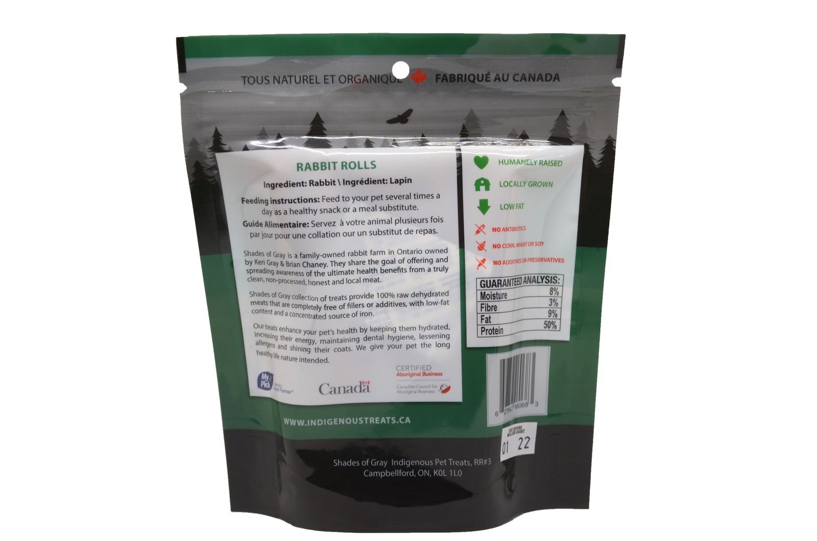 Dog Treats made with organic all natural 100% Rabbit, for your cats and dogs. Free of Glycerine, Gluten, Grain & Preservatives.