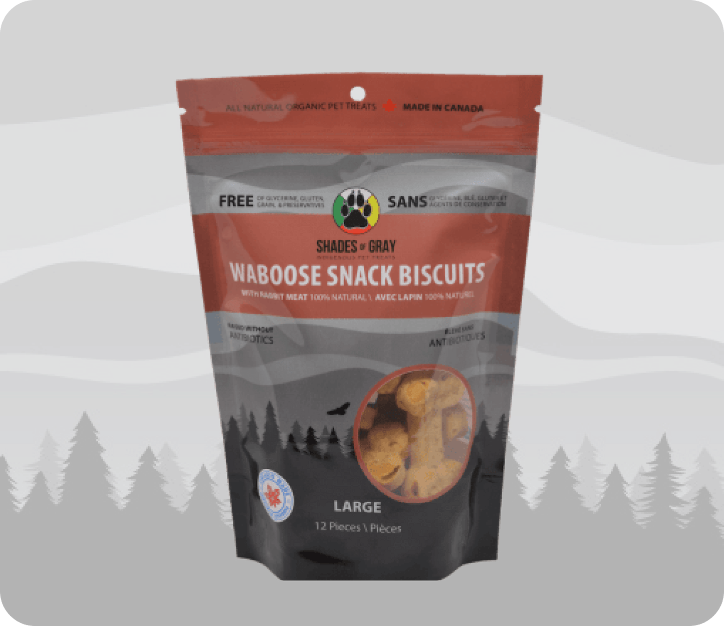 Dog Treats - Waboose Snack Biscuits with Rabbit Meat pet treats made with organic all natural Rabbit, chickpea flour and apple cider vinegar for your dogs. Free of Glycerine, Gluten, Grain & Preservatives.