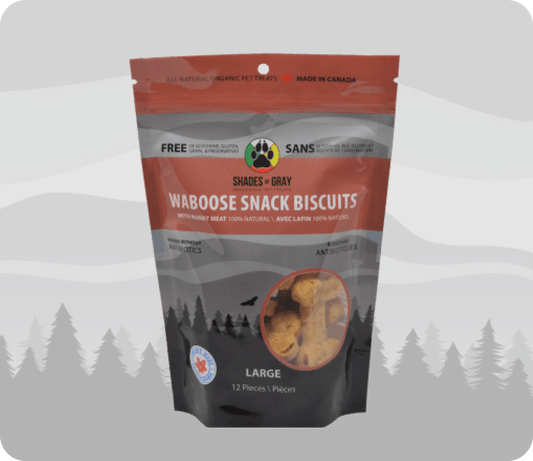 Dog Treats - Waboose Snack Biscuits with Rabbit Meat pet treats made with organic all natural Rabbit, chickpea flour and apple cider vinegar for your dogs. Free of Glycerine, Gluten, Grain & Preservatives.