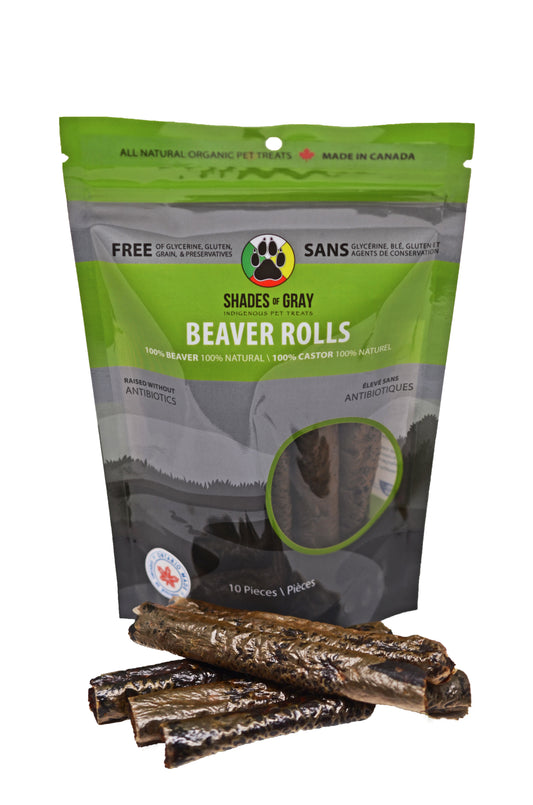 Beaver Roll Pet Treats made with organic all natural 100% beaver meat, for your cats and dogs. Free of Glycerine, Gluten, Grain & Preservatives.
