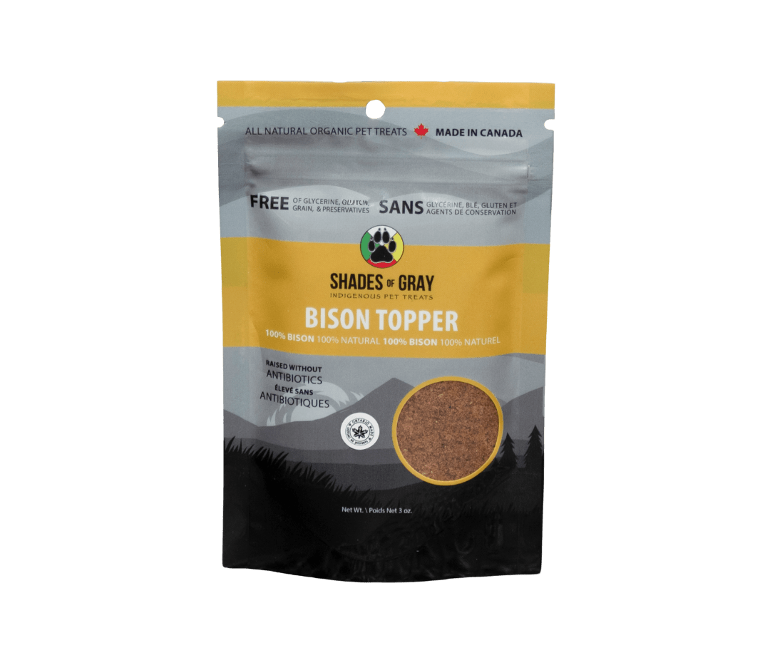 Bison Topper Pet Treats made with organic all natural 100% bison meat, for your cats and dogs. Free of Glycerine, Gluten, Grain & Preservatives.