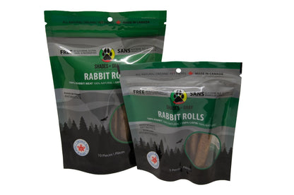 Rabbit Roll Pet Treats made with organic all natural 100% Rabbit, for your cats and dogs. Free of Glycerine, Gluten, Grain & Preservatives.