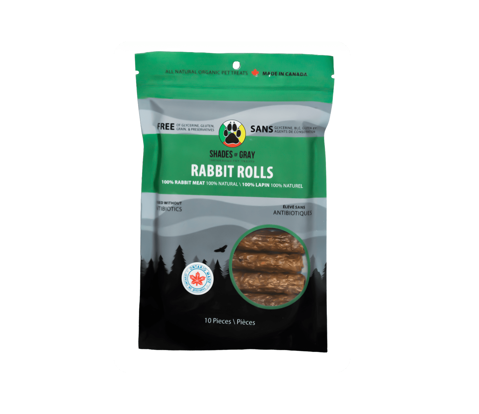 Shades of Gray Indigenous Pet Treats Rabbit Rolls – 100% organic rabbit meat sticks for dogs and cats, grain-free, gluten-free, no glycerine or preservatives