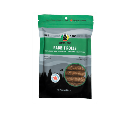 Shades of Gray Indigenous Pet Treats Rabbit Rolls – 100% organic rabbit meat sticks for dogs and cats, grain-free, gluten-free, no glycerine or preservatives