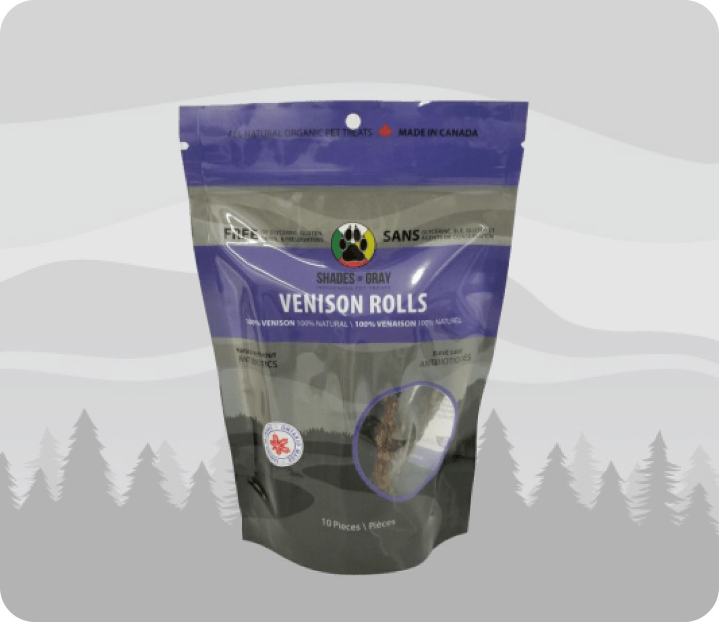 Venison Roll pet treats made with organic all natural 100% Venison, for your cats and dogs. Free of Glycerine, Gluten, Grain & Preservatives.