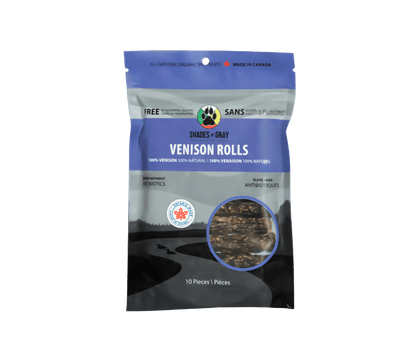 Venison Dog Treats made with organic all natural 100% Venison, for your cats and dogs. Free of Glycerine, Gluten, Grain & Preservatives.